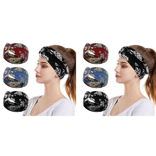 MAYCREATE® Head Band for Women 6PCS Knotted Hair Bands Flower Print Fashion Stretchy Headbands Makeup Running Yoga Fitness MAYCREATE® Head Band for Women 6PCS Knotted Hair Bands Flower Print Fashion Stretchy Headbands Makeup Running Yoga Fitness